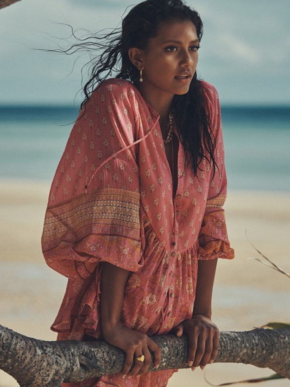 Spell Pink Printed Boho Beach Coverup
